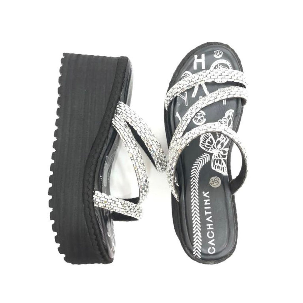 PLATAFORMA - STORE - BLENDIA - 6.5 - NEGRO X PLATA - CALZADO CACHATINA