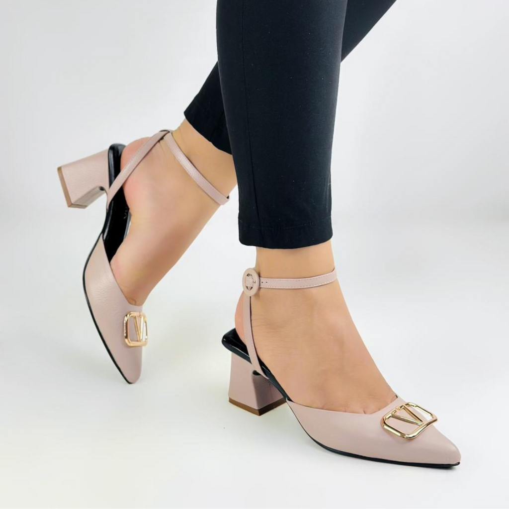 KALANDY - CALZADO CACHATINA - ESTILETO MUJER - CUERO TAUPE X NEGRO - TACON 5.5 (7.5 CM)