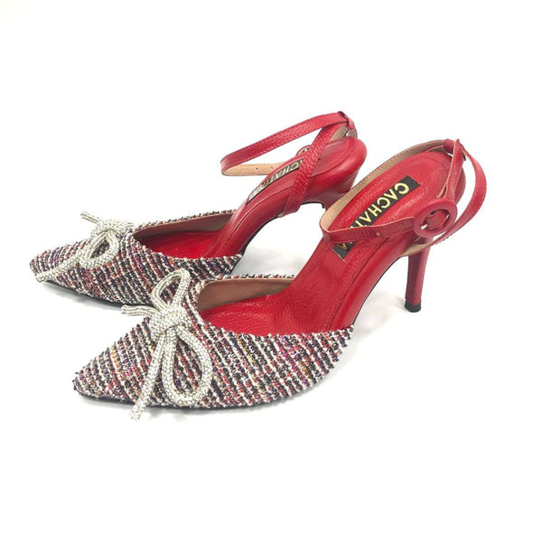 TACÒN - LEIF - 8.5 - CUERO ROJO X TEX NEGRO/BLANCO - CALZADO CACHATINA