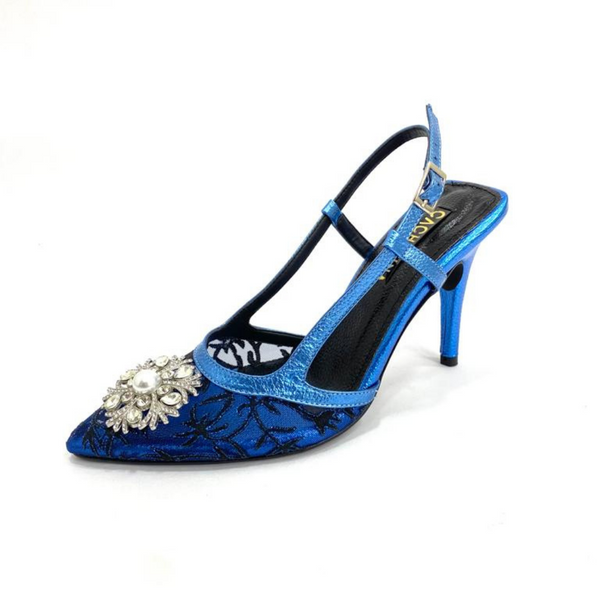 MAYURI - CALZADO CACHATINA - ESTILETO MUJER - CUERO AZUL METALIZADO X MAYA - TACON 7.5 (10 CM)