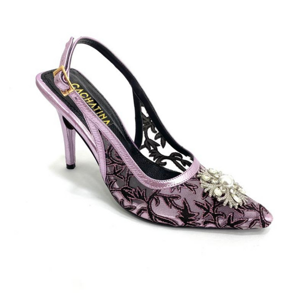 SHIRO - CALZADO CACHATINA - ESTILETO MUJER - CUERO LILA METALIZADO X MAYA - TACON 7.5 (10 CM)