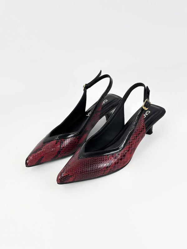 PAYDAY- FOLIA CASCABEL ROJO - TACON 3.5  - ESTILETO MUJER - CALZADO CACHATINA