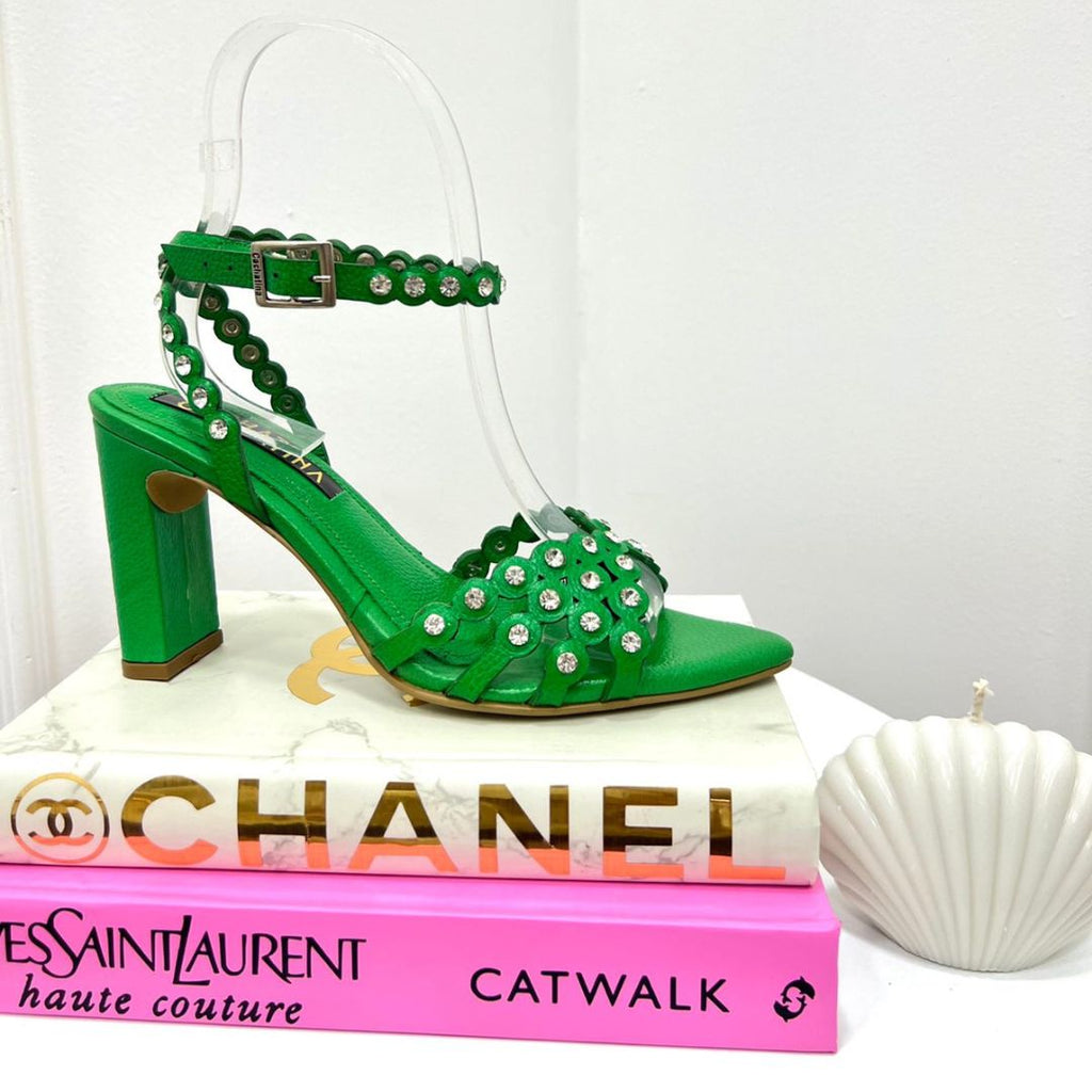 TACÒN - PARISINA STORE - 7.5 - CUERO VERDE LOZA - CALZADO CACHATINA