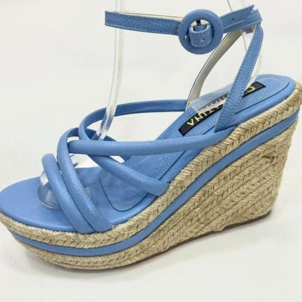 PLATAFORMA - FROMULA - 7.5 - CUERO AZUL CIELO - CALZADO CACHATINA